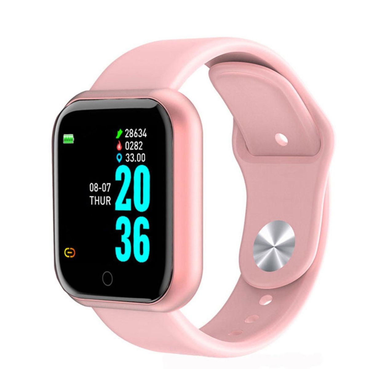 D20 Bluetooth Rechargeable Smart Watch Clock Calories-Pink