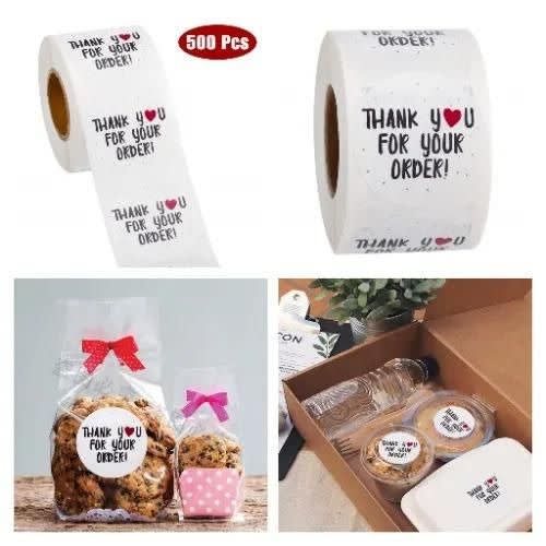 Thank You For Your Order Packaging Stickers - White - 500pcs/roll