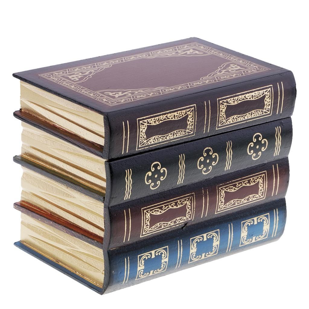 Antique Book Shaped Jewelry Display Box Home Storage Case Table S