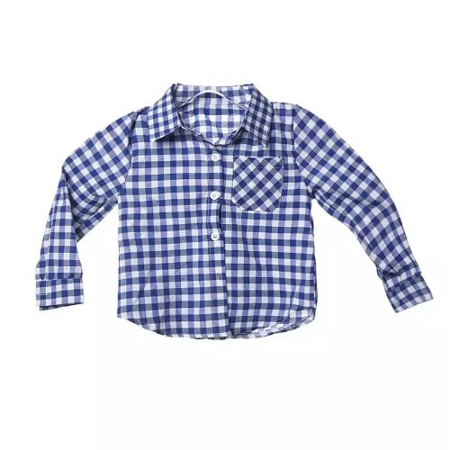 Boy's Plaid Long Sleeve Shirt -Blue