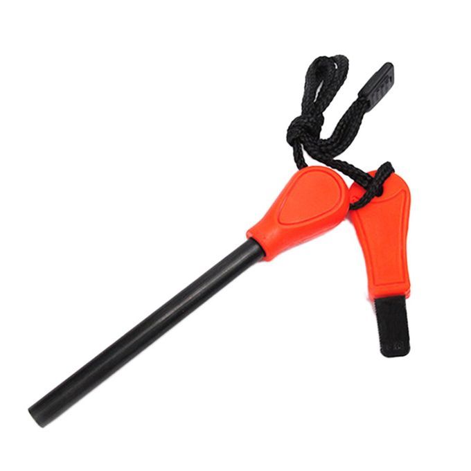 Survival Equipment Full Length Solid Flint Waterproof Fire Magnesium Rod-Orange&Black