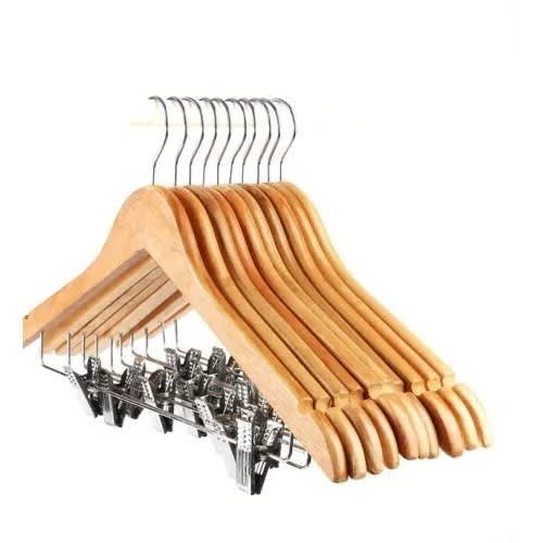 Wooden Cloth Hanger With Clips - 5 Pieces