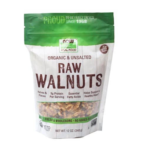 NOW Real Food Certified Organic Raw Walnuts Unsalted - 12 oz