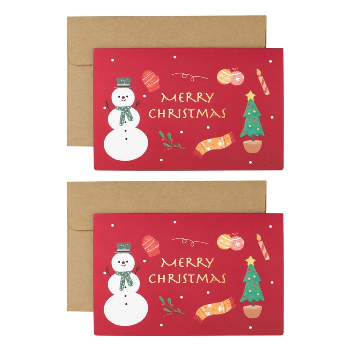 Cute Cartoon Christmas Card Festive Greetings Set Adorable for Holiday Red