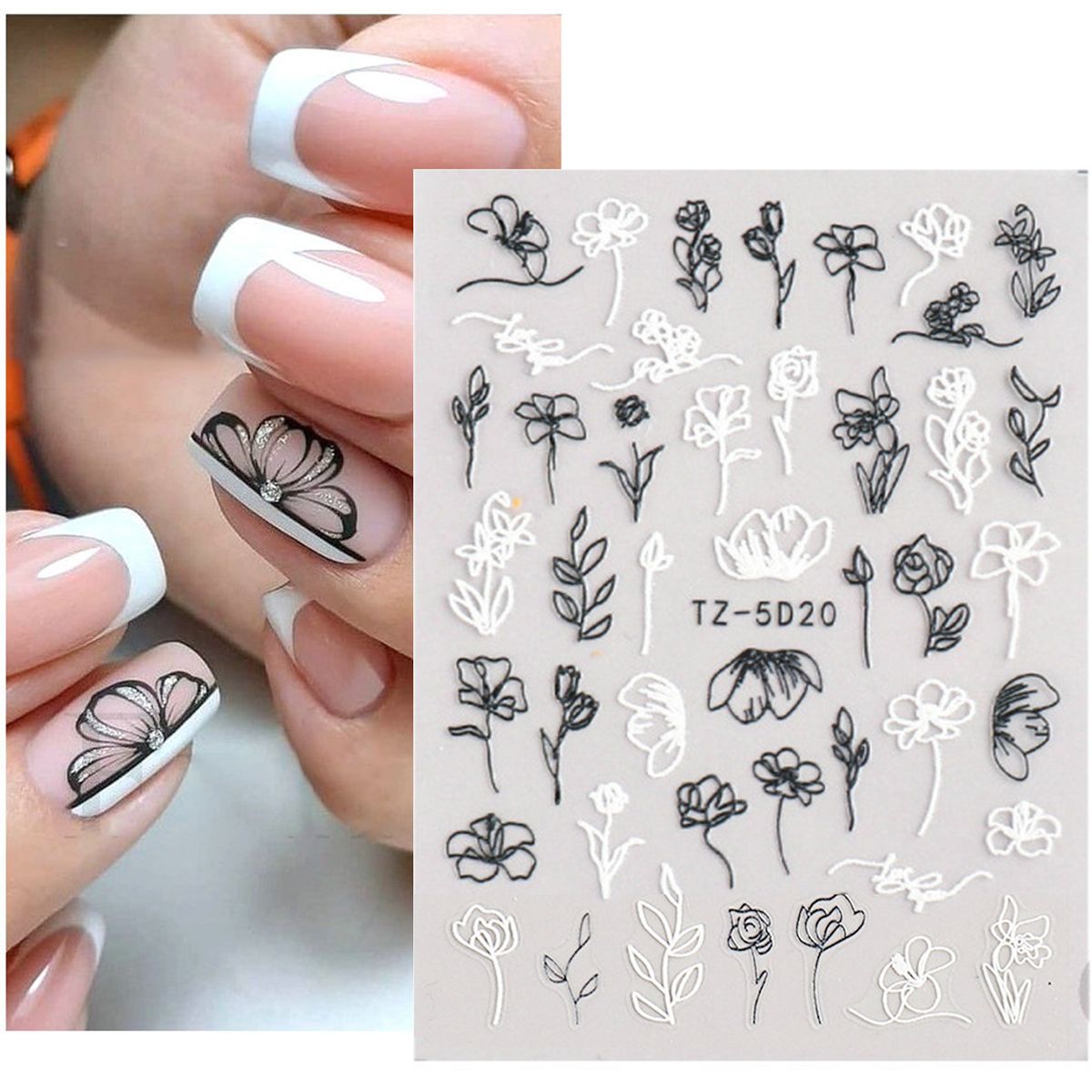 1 Set 3D Sticker 3D Simple Flower Nail Embossed Sticker B