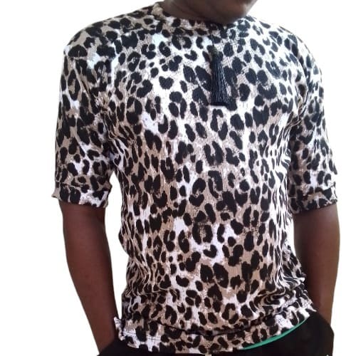 Men's Leopard Print Short Sleeve Polo Shirt | Brown