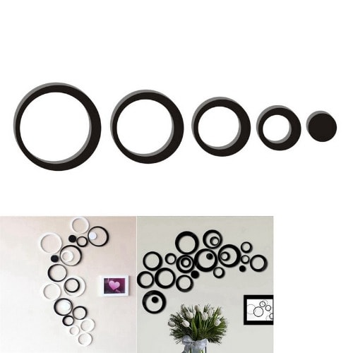 3d Indoor Studio Decoration Circles Wall Stickers- 10pcs