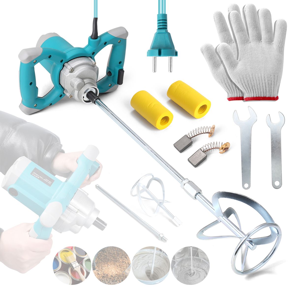 2600W Electric Concrete Mixer Portable Handheld Concrete