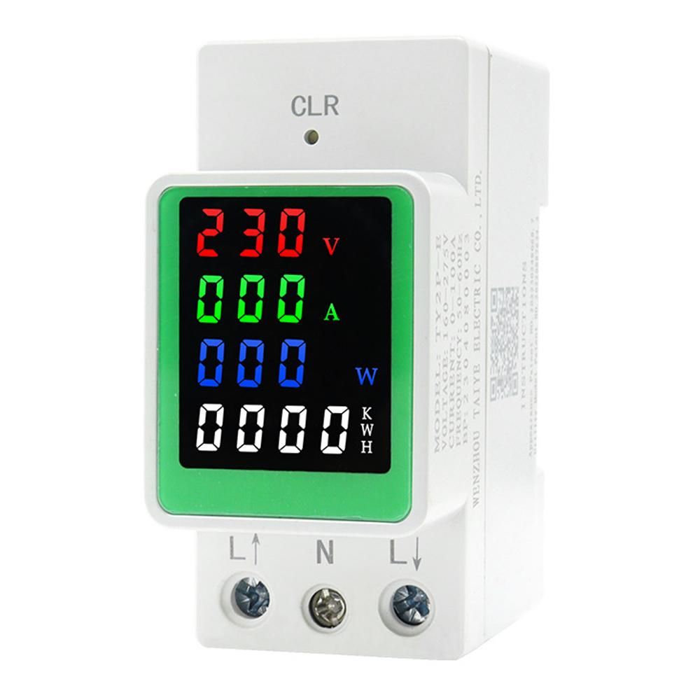 Household Electricity Meter Intelligent Electric Meter Guide Rail Installation AC Voltage Current Power Frequency Electric Energy Power Factor LED Color Screen