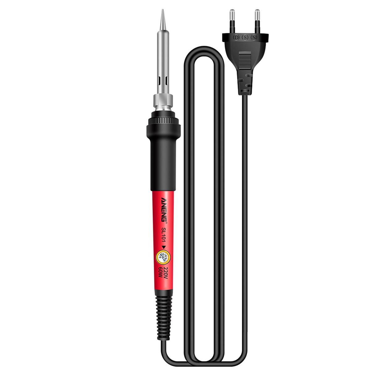 ANENG SL101 60W Electric Soldering Iron Kit 6-Level Adjustable Temperature Thermostatic Design with Multimeter Test Pen Solder Sucker Soldering Tips Solder Auxiliary Tools Soldering Stand Tweezer for Welding Wiring
