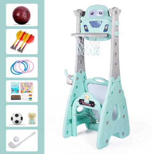 Multifunction Adjustable Basketball Stand For Kids With Blackboard + Golf And Rings