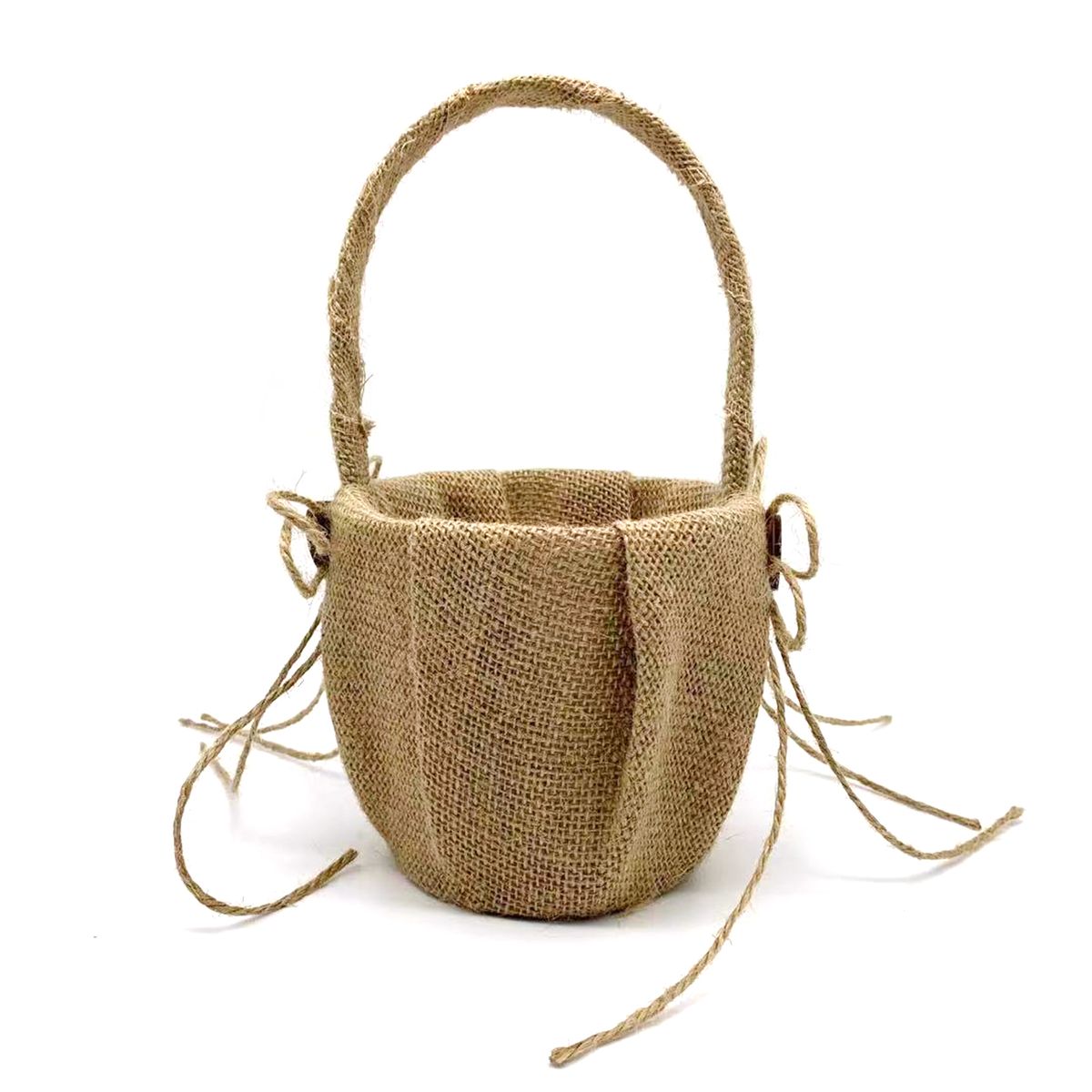 Wedding Flower Girl Basket Vintage Rustic Style Bowknot