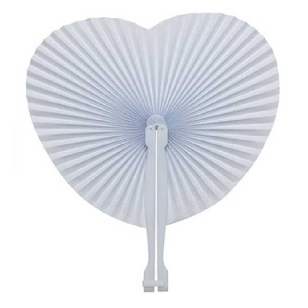 Plastic Fan Birthday Heart-shaped Paper Fan Folding Supplies Wedding White Home Decor 1Pc Round Party Wedding Handle Ceremony