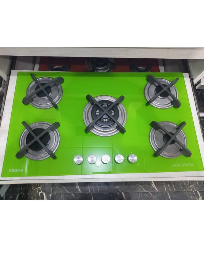 88cX58cm 5Gas Burner Tempered Glass Built-in CookerHob Green