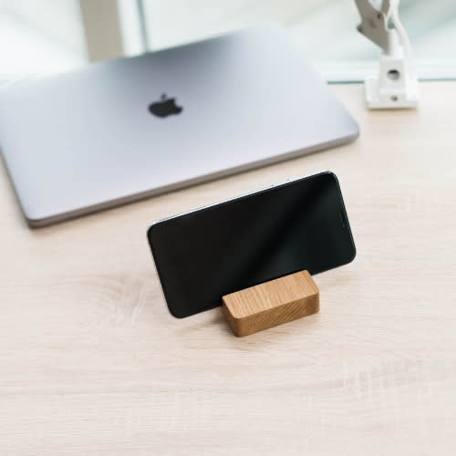 Square Wooden Phone Stand - 100% Oak Wood