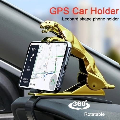 Leopard Shape Dashboard Car Phone Holder Stand - Gold