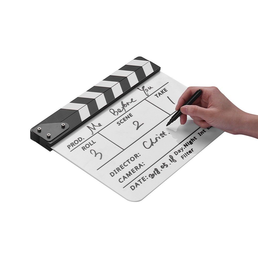 Dry Erase Acrylic Director Film Clapboard Movie TV Cut