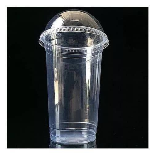 100 Big Disposable Smoothie Cups With Dome Lid - 16OZ