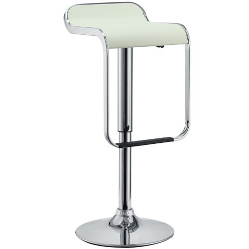 Chrome Bar Stool - White
