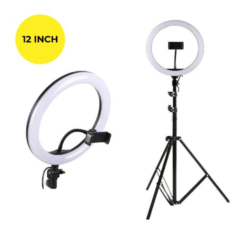Selfie Ring Fill LED Light & Projection Stand -12"