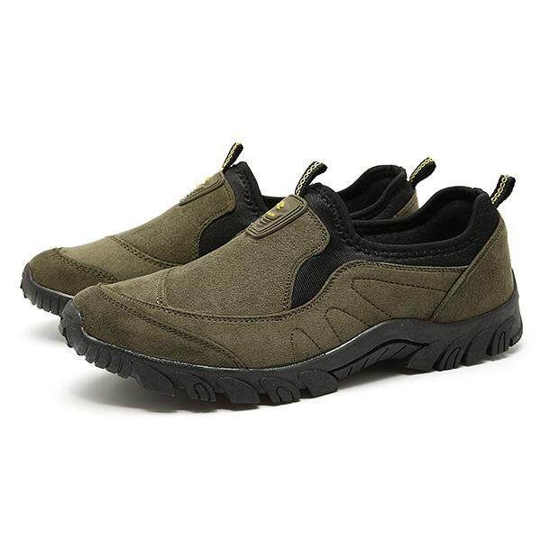 Men Canvas Elastic Slip On Light Weight Sports Outdoors Walking Shoes Sneakers Dark Green {39}
