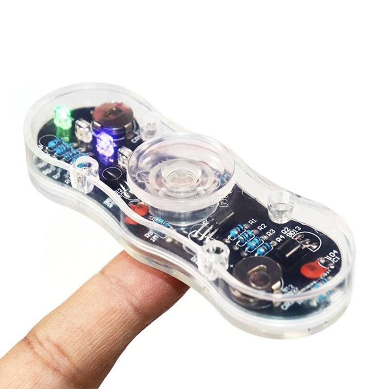 Electronic DIY Kit POV Rotate Fingertip Gyro DIY Soldering Kit Colorful Diode Electronic Training Set Fidget Spinner SMD Welding