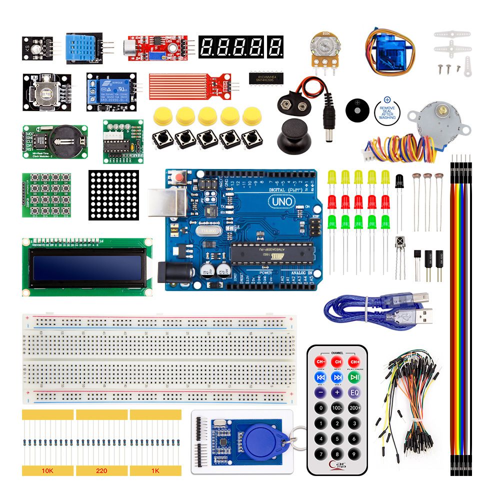 Official Starter Kit For Arduino Uno R3 - Uno R3 Breadboard And Holder Step Motor / Servo