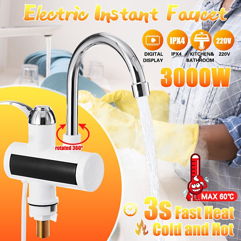 Instant Electric Faucet Tap Hot Water Heater LED Display Bathroom Kitchen US