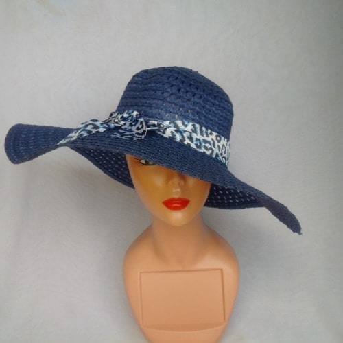 Ladies Net Beach Hat - Blue