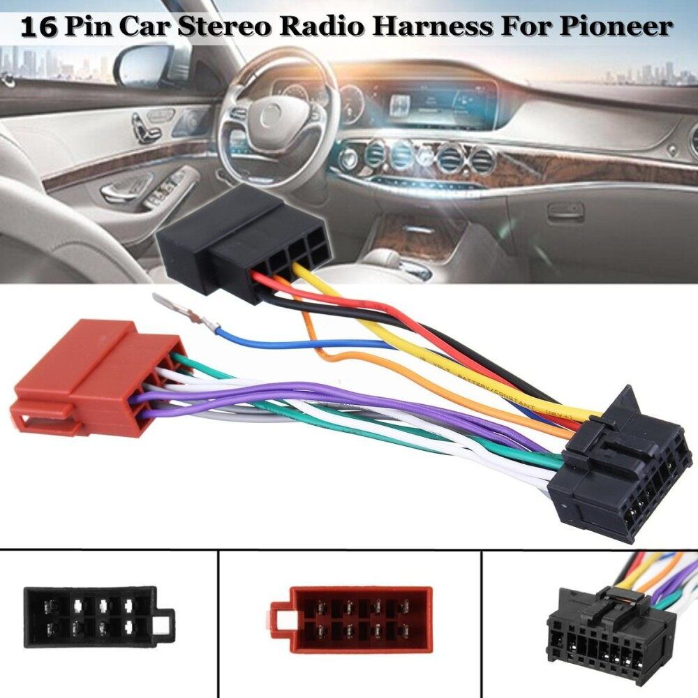 16 Pin Car Stereo Radio Player ISO Wiring Harness Connector For Pioneer