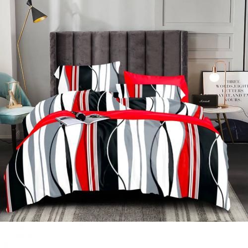 Beautiful Striped Bedsheet With 4 Pillows