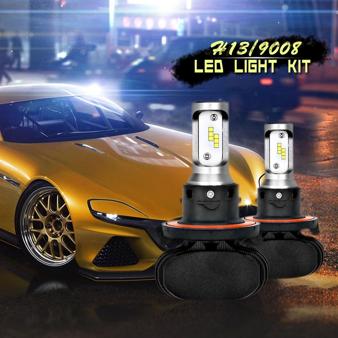 2 PCS H13 IP65 Waterproof 6 CSP LED Car Headlight Bulb
