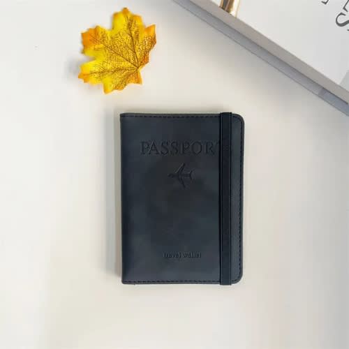 Pu Leather Passport Holder - Black