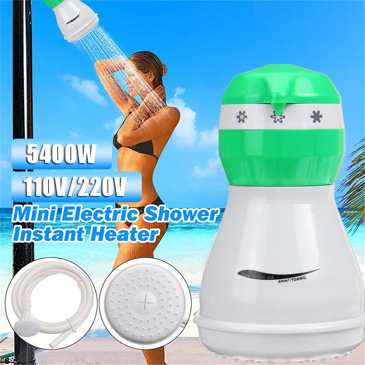 5400W 110V/220V Electric Shower Head Instant Hot Water Heater Boiler Bathroom Shower Set 220V