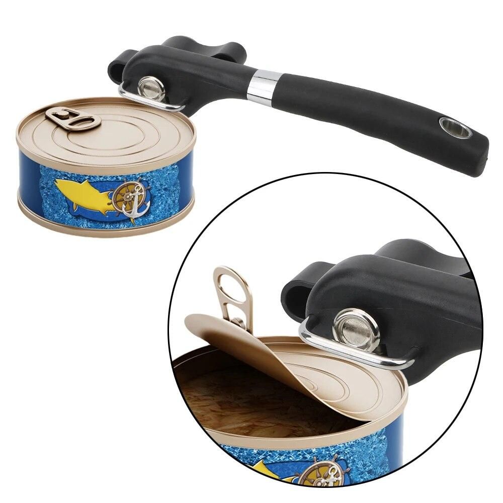 Manual Can Opener with Turn Knob Kitchen Tool Jar Opener Professional Effortless Openers Side Cut Plastic