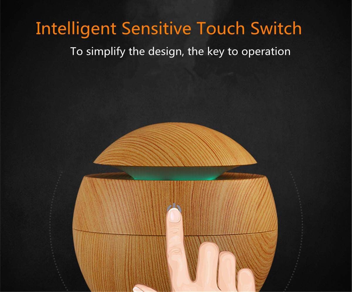 Wood Wooden Touch LED USB Ultrasonic Essential Air Humidifier Diffuser Purifier
