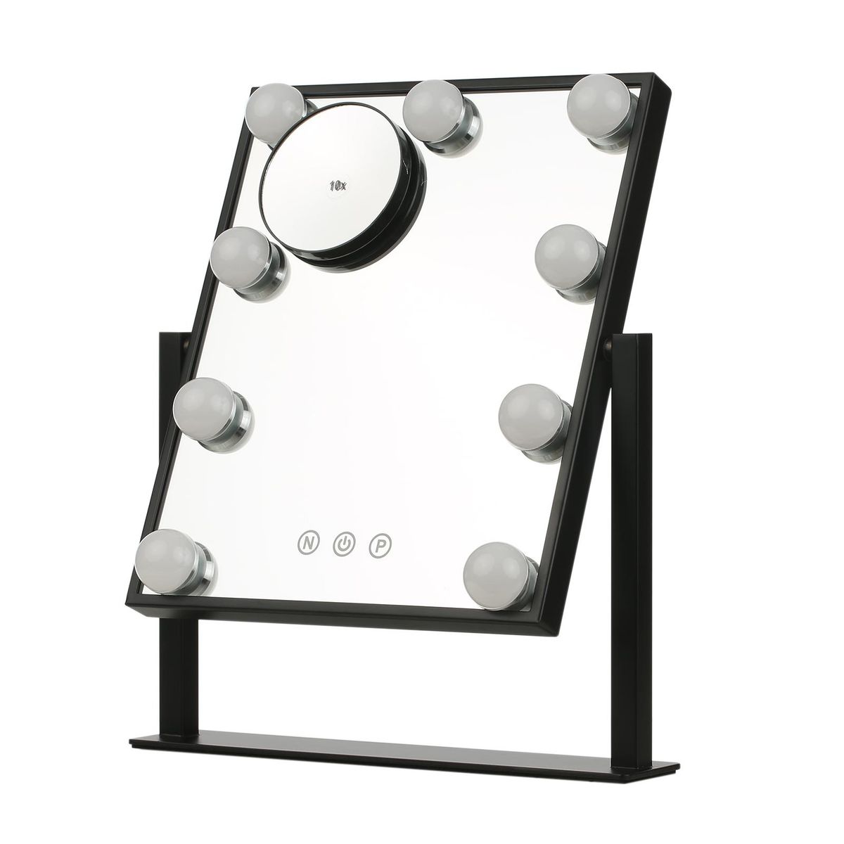 Tomshine Vanity Makeup Mirror with 9 Light Bulbs Touching Control 3 Color Lighting Modes Dimmable Lighted Mirror with Detachable 10x Magnification for Dressing Table Studios