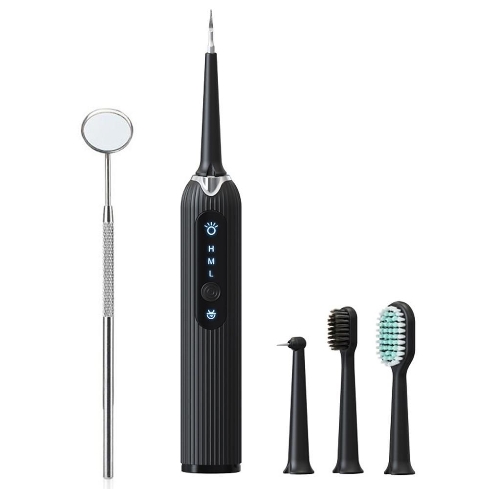 Electric Dental Calculus Remover High Frequency Vibration Rechargeable Plaque/Tartar Remover Teeth Cleaning Tools Dental Cleaning Kit with 4 Clean Heads/3 Adjustable Modes