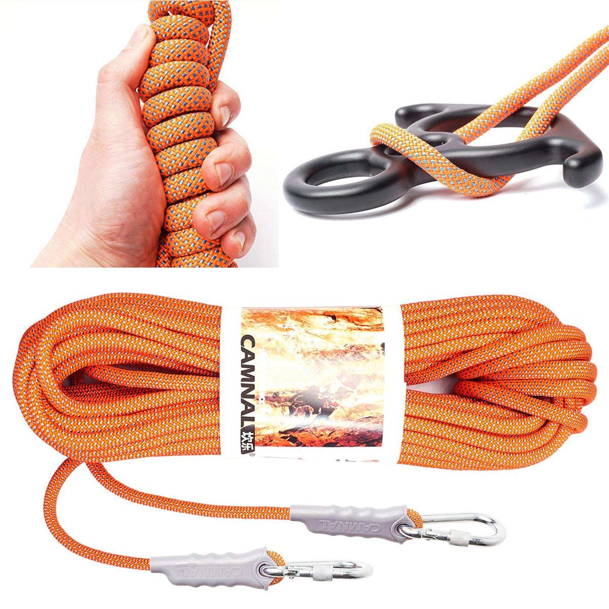 12mm Climbing Rope, Professional Climbing Harness Orange