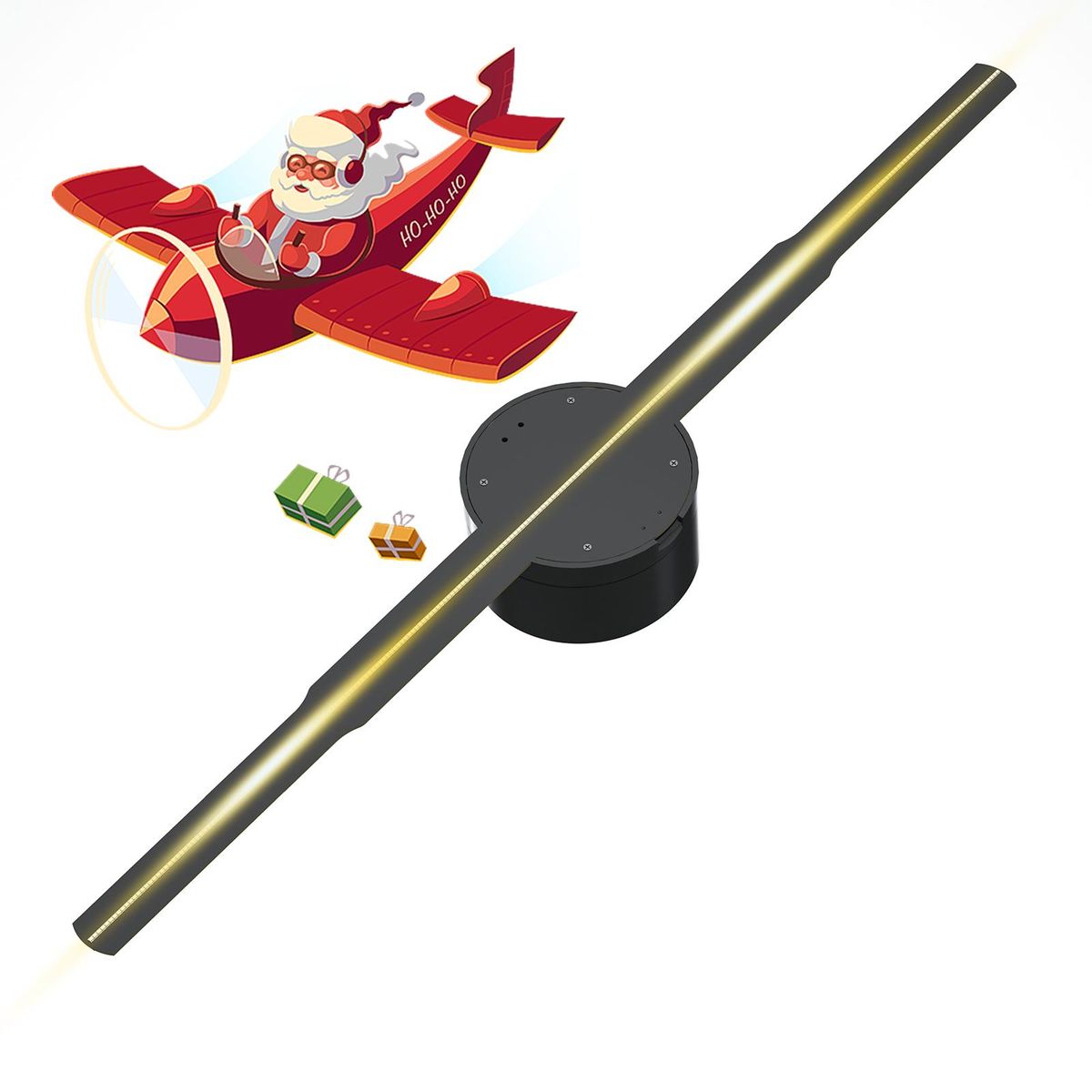 3D Hologram Projector Advertising Display Fan Wall-mounted Player 3D Naked Eye HD LED Photo Video Fan with 266pcs LED Light Beads Remote Control Sign Display for Business Shop Store Bars Exhibition Entertainment Holiday Party Halloween