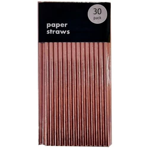 Metallic Paper Straws - 30-pack - Rose-gold