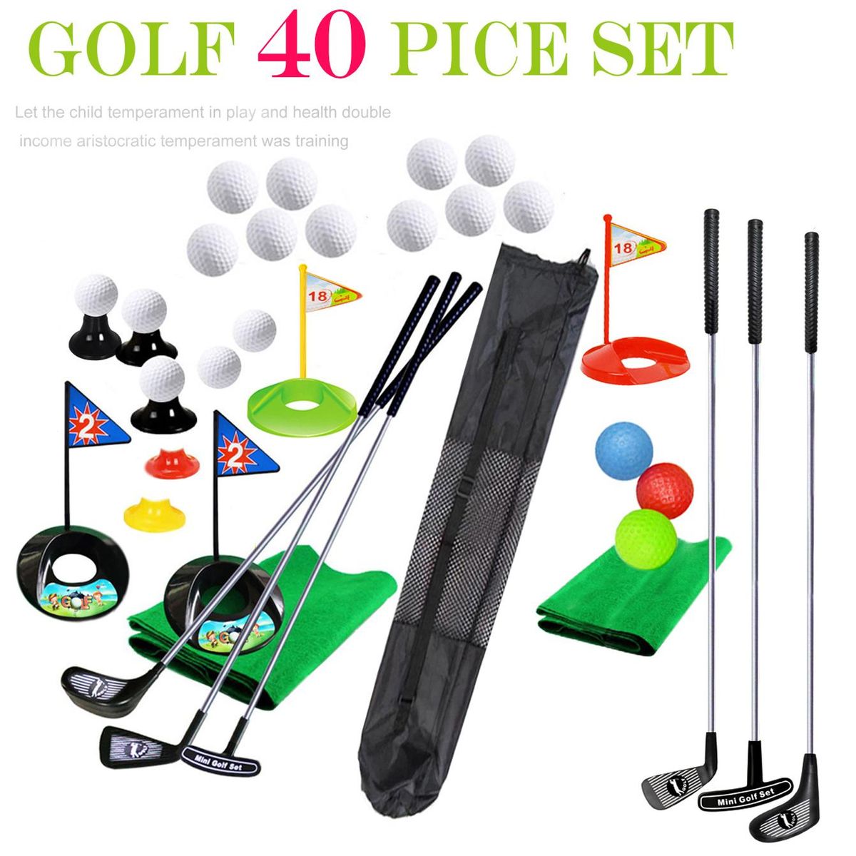 Sports Toys Game 29PCS Upgraded Version Of Golf Toy Set, Flag, Practice Pole, Thickened Travel Bag Combination For Toddlers