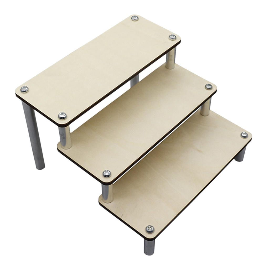 Wooden Display Riser Step Stand Toys Holder Collections Model Shelf