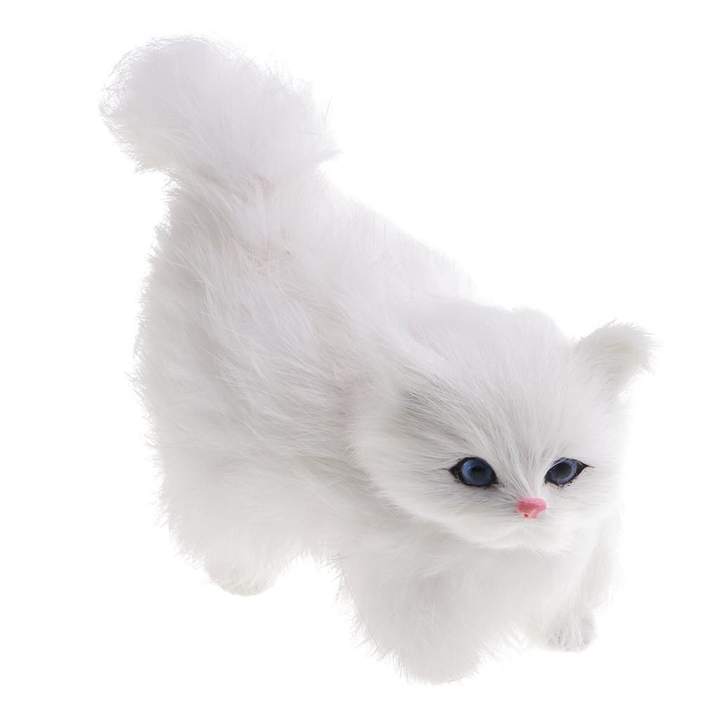 Cute Pet Doll Simulation Sleeping Plush Cat Toy Stuffed Cats White