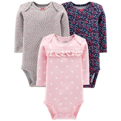Child Of Mine Newborn Baby Girl Long Sleeve Bodysuit Set