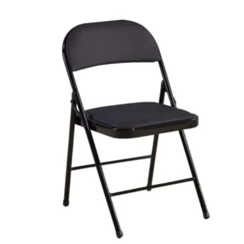 Cushion Foldable Metal Chair - Black