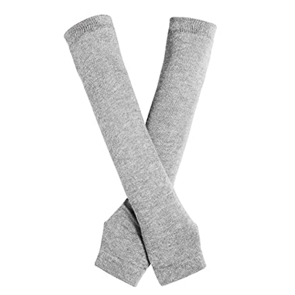 Ride Force 1 Pair Long Fingerless Gloves Knit Arm Warmer-LightGray