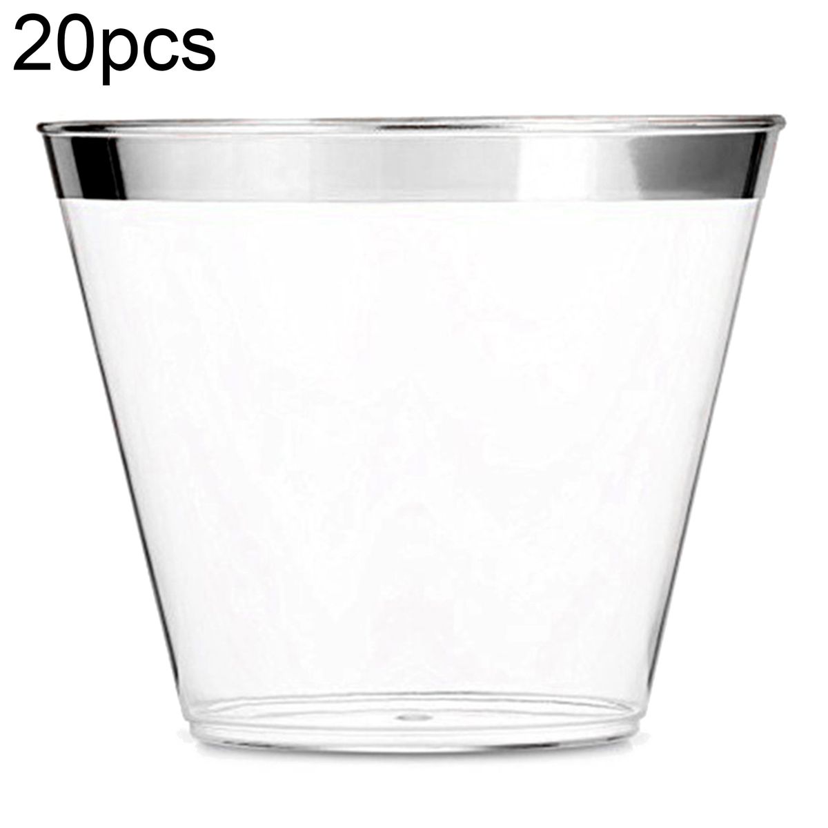 20Pcs 9OZ Portable Disposable Plastic Cups Tableware-Silver