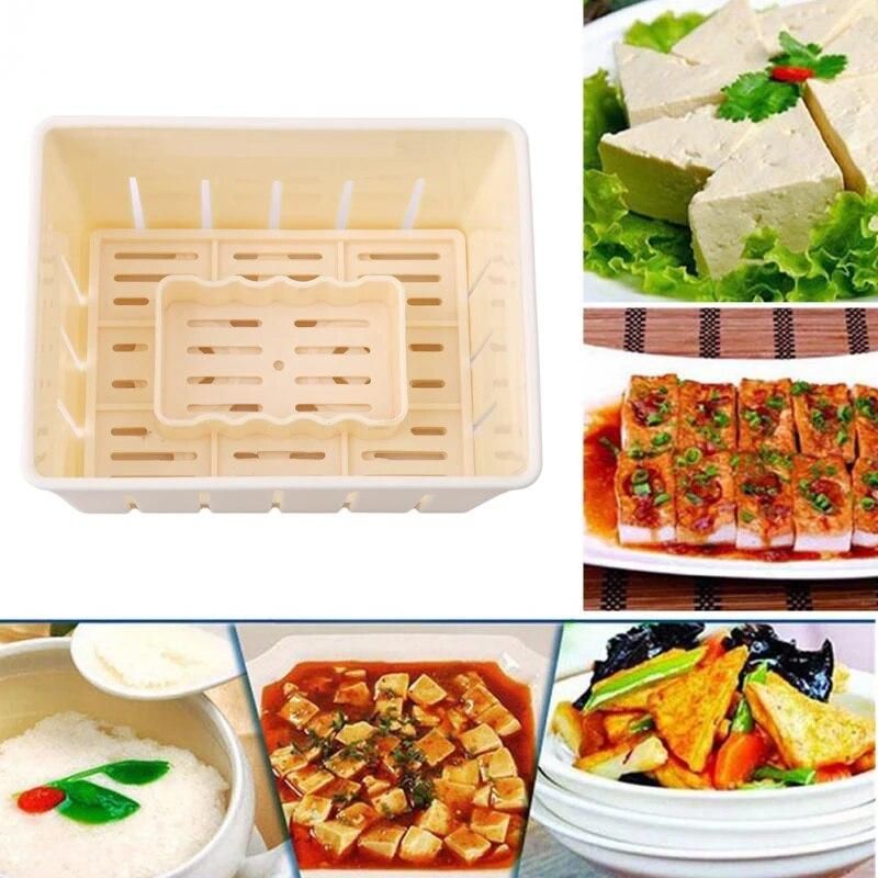 Plastic Tofu Press Mould DIY Homemade Tofu Mold Soybean Curd Tofu Making Mold With Cheese Cloth Utensils Kitchen Cooking Tool