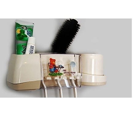 Angel Bear Wall Mounted Toothbrush And Toothpaste Holder